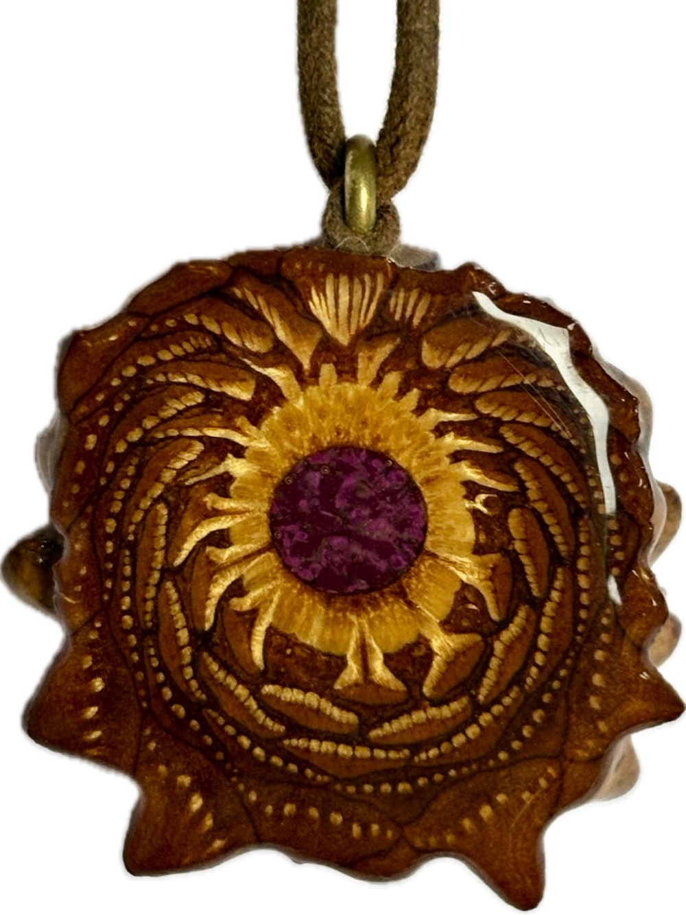 Original Third Eye Pinecone Crushed Sugilite (Glows) High Shine Pendant